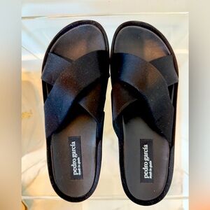 Pedro Garcia Black Slide Satin Sandals